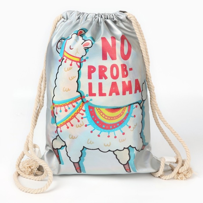 Мешок для обуви &laquo;1 сентября: NO PROB-LLAMA&raquo; кож.зам голография, 30 х 40 см