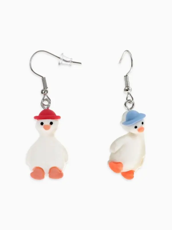 Серьги ассорти &laquo;Радость&raquo;, гуси в шапках, цветные в серебре