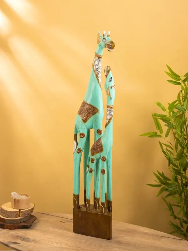 Сувенир "Жирафы" дерево 20х15х100 см, цв. бирюзовый
