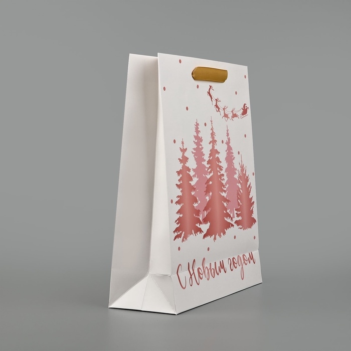 Пакет подарочный новогодний ламинированный «Сказочный лес», тиснение, M 30 х 26 х 9 см, Новый год Пакет подарочный новогодний ламинированный «Сказочный лес», тиснение, M 30 х 26 х 9 см, Новый год