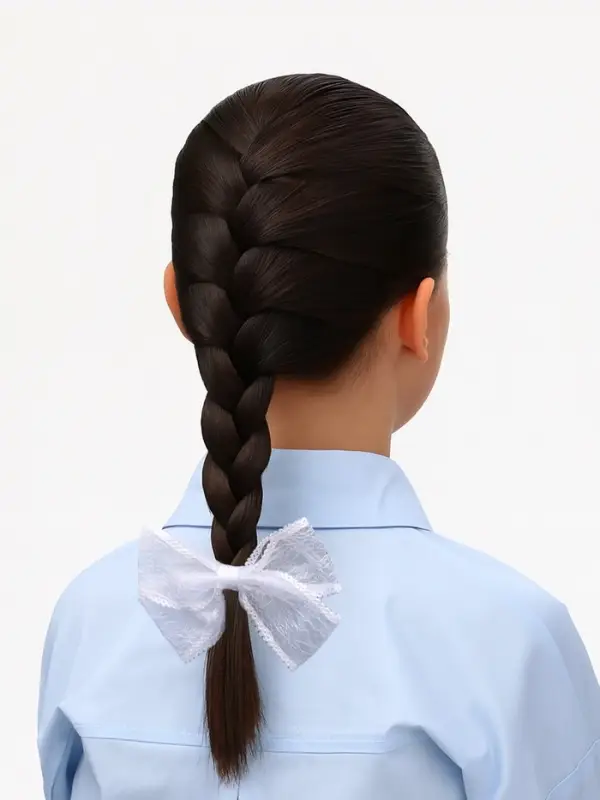 Бант для волос на резинке &laquo;Бантик&raquo;, кружевной край полоски, 9 см, белый