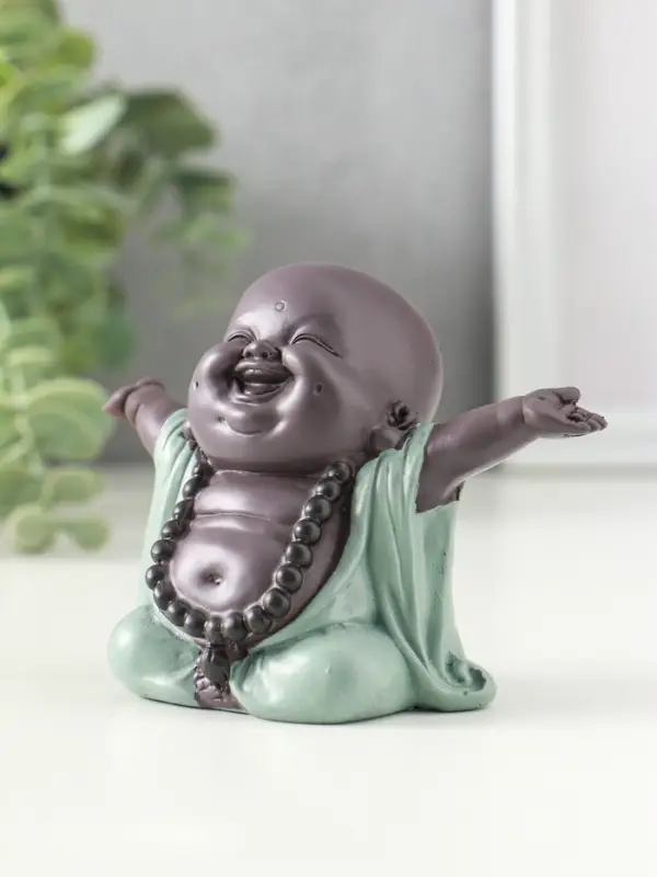 Сувенир полистоун "Счастливый хотей - приветствие солнца" зелёно-коричневый 5х10,5х7,5 см