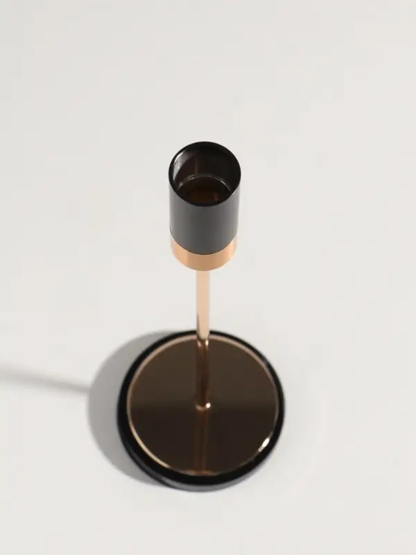 Подсвечник металл, стекло  Подсвечник металл, стекло "Лофт" d=2 см набор 3 шт чёрно-золотой 8х8х24, 8х8х29, 8х8х34 см