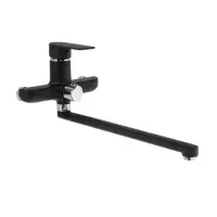 Смеситель для ванны ZEIN Z2493, излив 35 см, картридж 35 мм, с душ набором, черный/хром