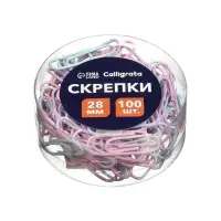 Скрепки 28 мм пастель в пластиковой тубе 100 штук
