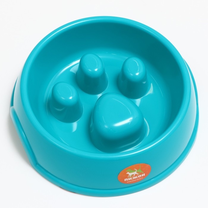 Миска для медленного кормления  Миска для медленного кормления "Лапа", 22,5 х 23 х 6,5см, бирюзовая   5865054