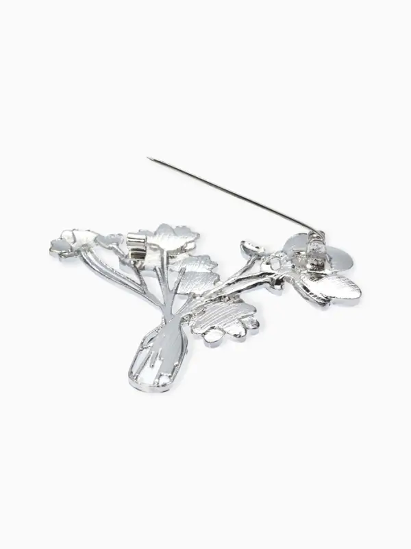 Брошь &laquo;Цветы&raquo; в вазе, цветная в серебре