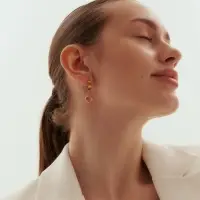 Серьги &laquo;Клевер&raquo; классика, розовые в золоте