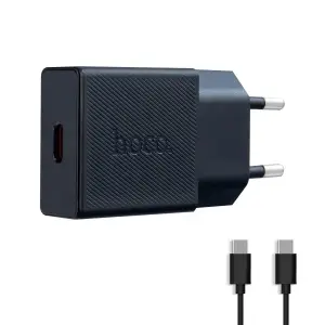 Сетевое зарядное устройство с кабелем Type-C на Lightning PD20W N72 HOCO черное