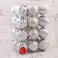 Ёлочные игрушки &laquo;Зимний шик&raquo;, шары новогодние, d=8 см, набор 24 шт., серебро
