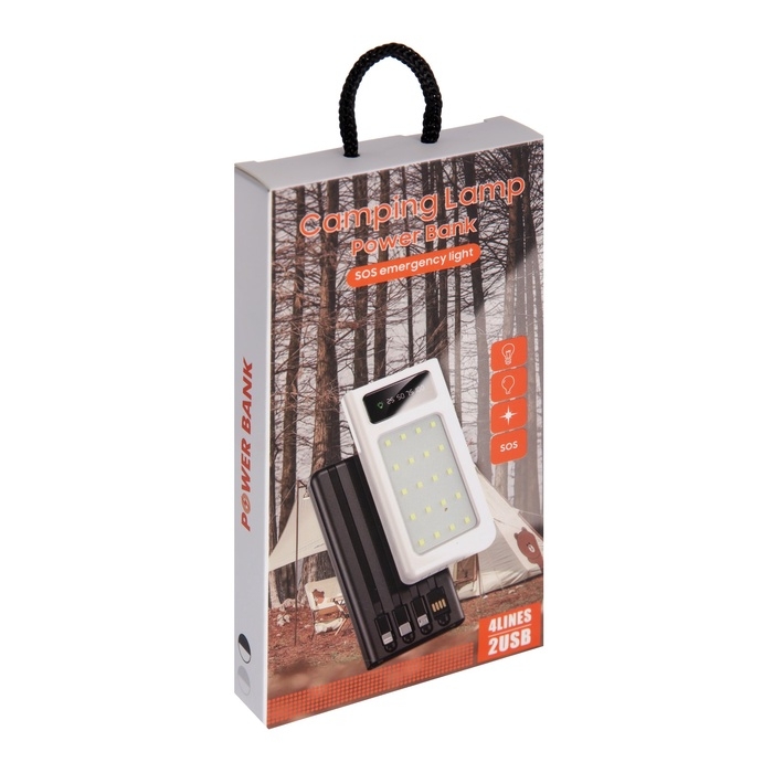 Внешний аккумулятор 485, 10000 мАч, кабели Type-C/Lightning/MicroUSB, фонарь, чёрный Внешний аккумулятор 485, 10000 мАч, кабели Type-C/Lightning/MicroUSB, фонарь, чёрный