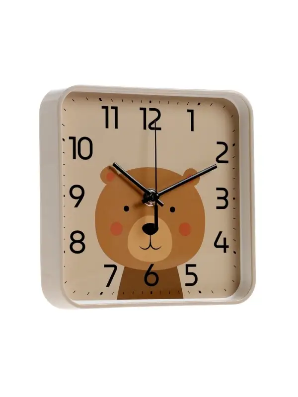 Часы настенные  Часы настенные "Медвежонок", детские, плавный ход,  19х19см, бежевые