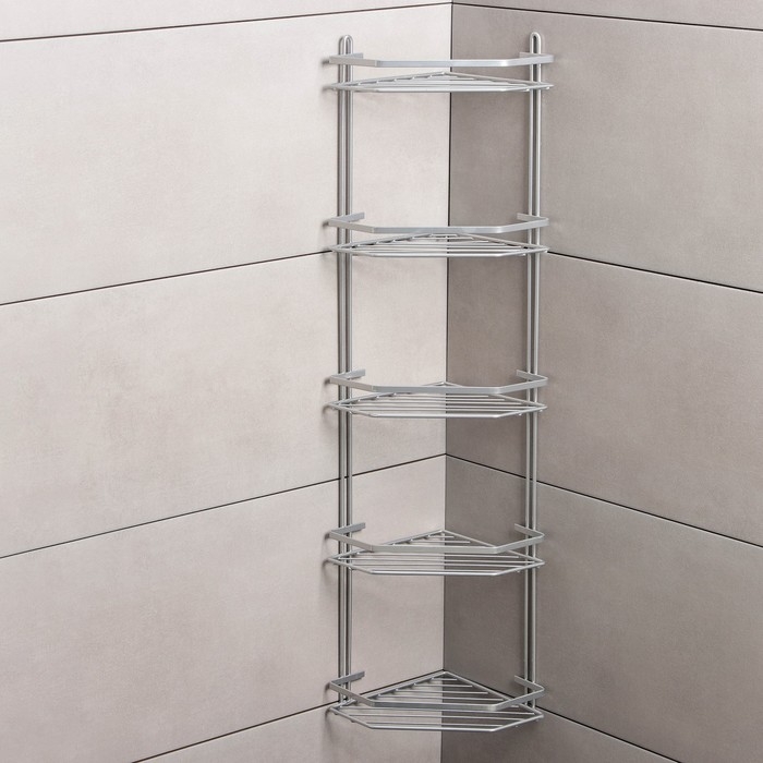 Полка угловая 5-ти ярусная, 20×28×87 см, цвет хром Полка угловая 5-ти ярусная, 20×28×87 см, цвет хром