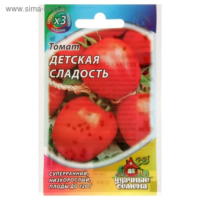 Семена Томат Семена Томат "Детская сладость", суперранний, детерминантное,низкорослый 0,05 г серия ХИТх3