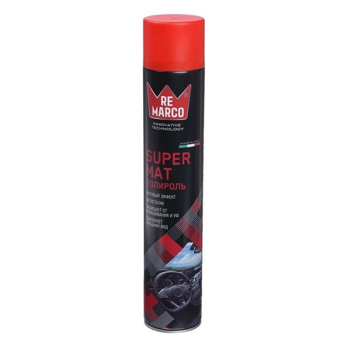 Полироль пластика RE MARCO SUPER MAT, Клубника, матовый, аэрозоль, 750 мл Полироль пластика RE MARCO SUPER MAT, Клубника, матовый, аэрозоль, 750 мл