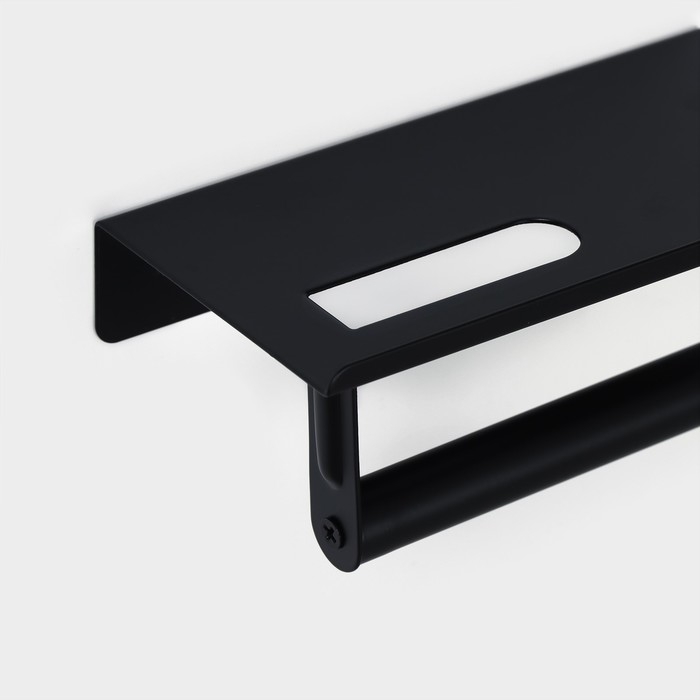 Держатель для туалетной бумаги с полочкой, 18×9,7×7,5 см, цвет чёрный Держатель для туалетной бумаги с полочкой, 18×9,7×7,5 см, цвет чёрный