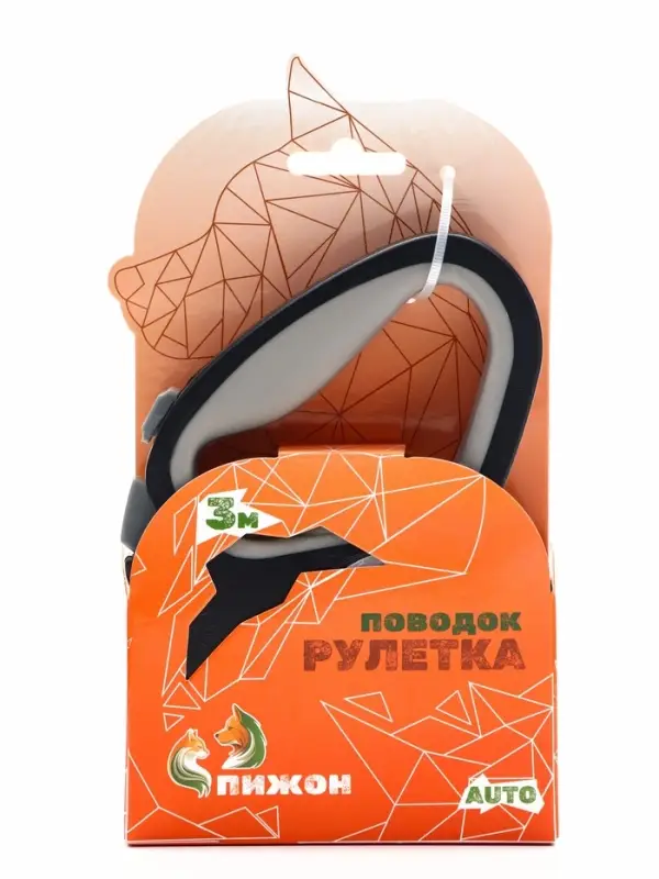 Рулетка &laquo;Пижон&raquo;, 3 м, до 15 кг, трос, светоотражающая, прорезиненная ручка, серая