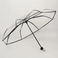 Зонт механический &laquo;Однотонный&raquo;, 3 сложения, 8 спиц, R=48/53 см, d=96 см, прозрачный, чёрный