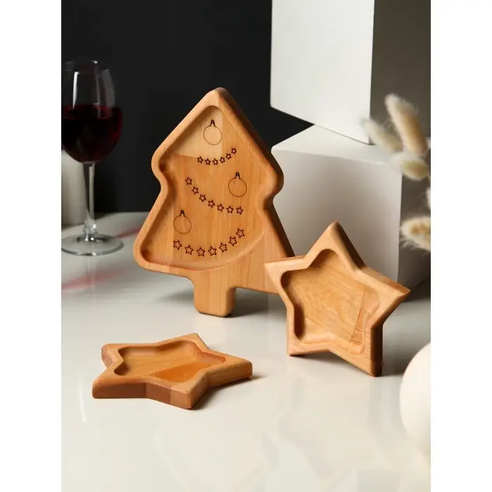 Подарочный набор деревянной посуды Adelica «Волшебство», менажницы: ёлка 24×18,5×1,8 см, звезда 15×15×1,8 см, масло 100 мл, магнит, в подарочной коробке Подарочный набор деревянной посуды Adelica «Волшебство», менажницы: ёлка 24×18,5×1,8 см, звезда 15×15×1,8 см, масло 100 мл, магнит, в подарочной коробке