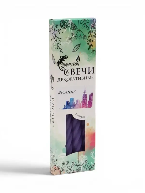 Набор: свечи ароматизированные витые 1.9&times;24 см, 4 шт., 40 г, 8 ч, эклипс
