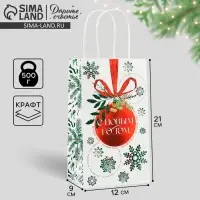 Пакет подарочный новогодний крафтовый «С Новым годом», 12 х 21 х 9 см Пакет подарочный новогодний крафтовый «С Новым годом», 12 х 21 х 9 см