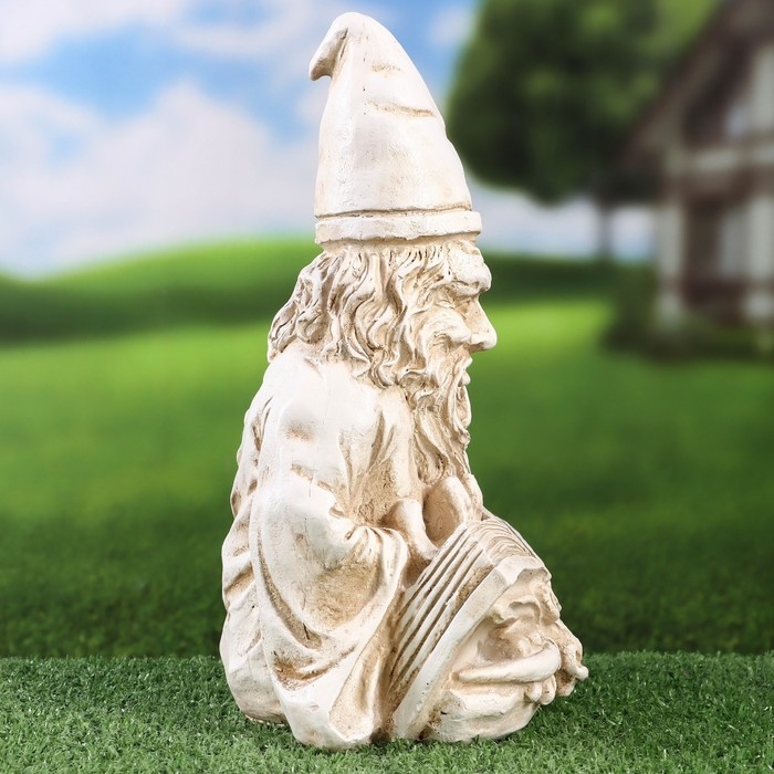 Садовая фигура Садовая фигура "Умный гном" серый камень, 18х15х29см