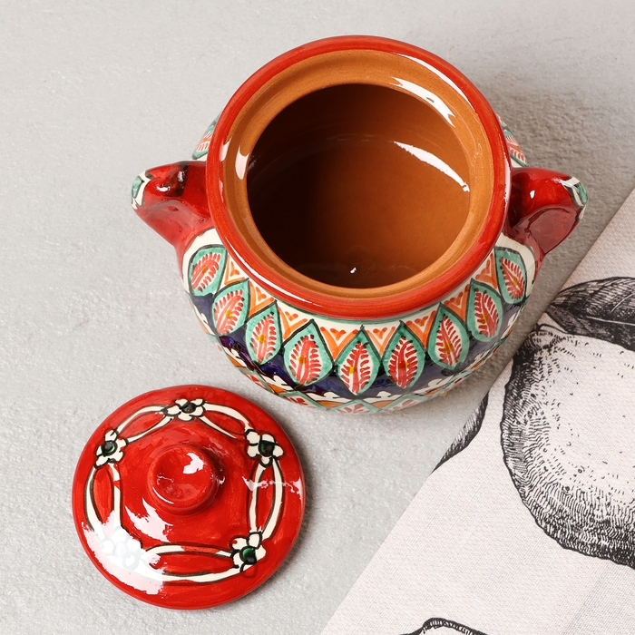 Сахарница Риштанская Керамика Сахарница Риштанская Керамика "Узоры", 500 мл, красная