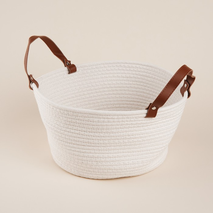 Корзина для хранения SL Home «Луиза», плетёная ручной работы, 33×33×16 см, цвет белый