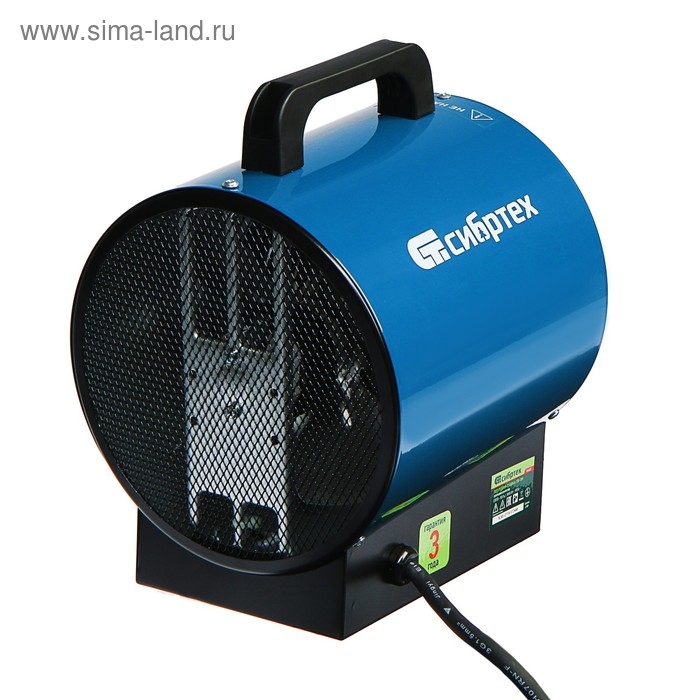 Тепловая пушка  Тепловая пушка "СИБРТЕХ" ТВ-3М, электрическая, 1.5/3 кВт, до 20 м2, защита от перегрева
