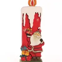 Сувенир новогодний на подставке "Снежная свеча с подарками" 11,5х5,8х32,5 см