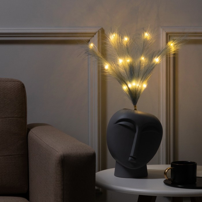 Ветка светодиодная серая, 56 см, 15 LED, батарейки ААх2 (не в комплекте), свчение теплое белое Ветка светодиодная серая, 56 см, 15 LED, батарейки ААх2 (не в комплекте), свчение теплое белое