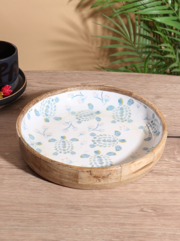 Блюдо Блюдо "Черепаха и цветы" дерево манго 25х25х4,5 см