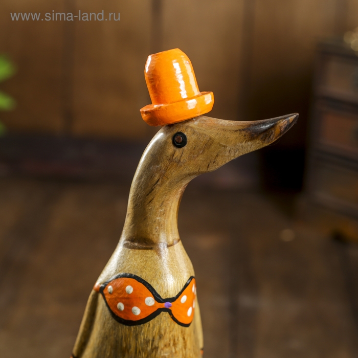 Сувенир Сувенир "Утка в оранжевом купальнике" дерево 13х9х27 см