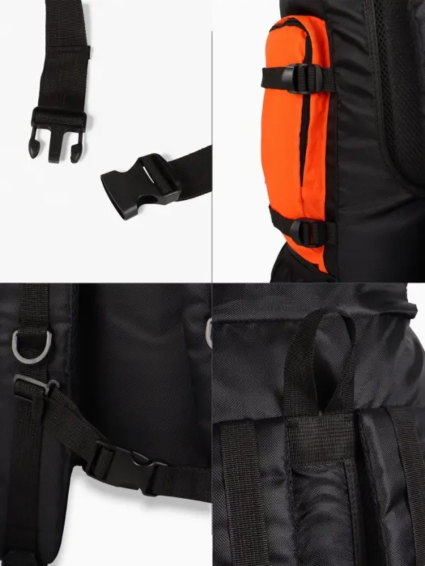 Рюкзак туристический, 90 литров, 6 наружных карманов, шнуровка, оранжевый