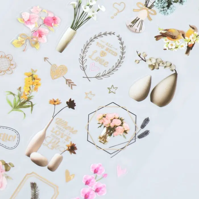 Наклейка пластик "Цветы в вазах" 10,3х22,5 см