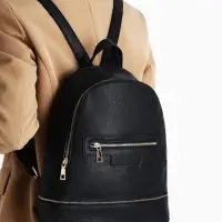 Рюкзак женский на молнии, с карманом, размер 27&times;13.5&times;33 см, чёрный