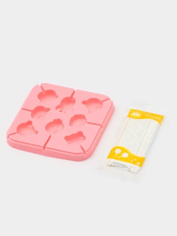 Форма для леденцов &laquo;Зверята&raquo;, силикон, 14&times;14&times;1.4 см, 8 ячеек, с палочками, МИКС