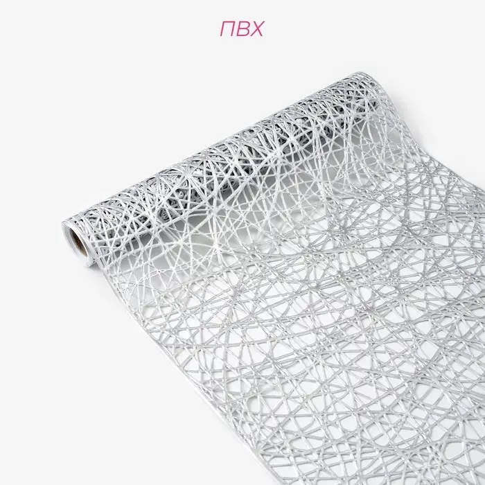 Дорожка на стол Доляна &laquo;Паутинка&raquo;, 30&times;150 см, серебряная