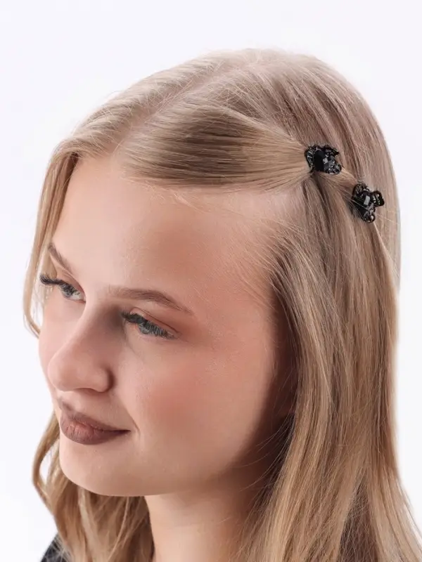 Крабик для волос «Чёрный ажур», ореол сердца, 2.5 см Крабик для волос «Чёрный ажур», ореол сердца, 2.5 см