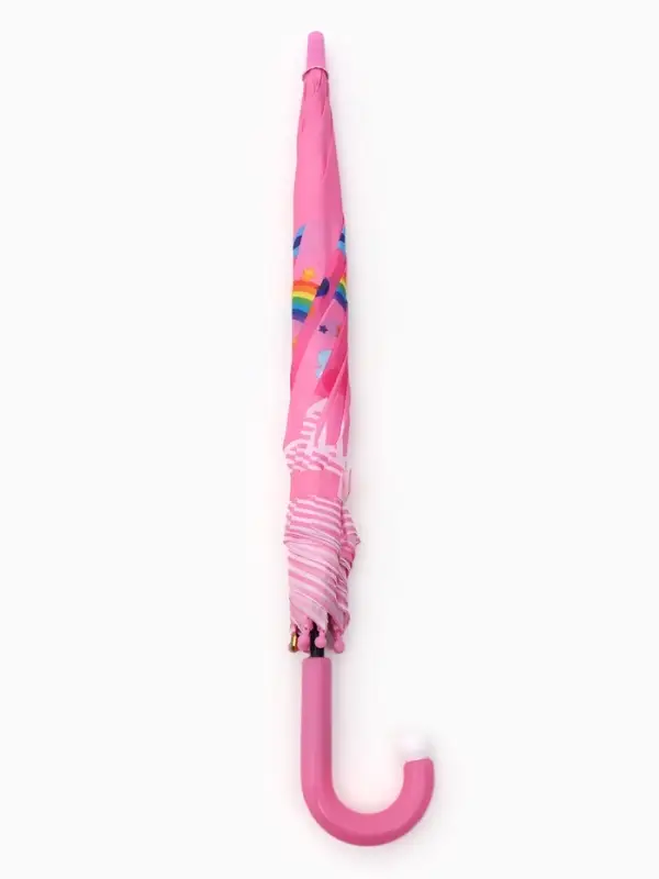 Зонт-трость детский п/авт R43/50 П/Э СЛОНИК ручка-крюк розовый пакет