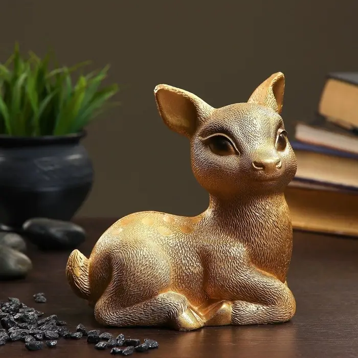 Копилка для денег &laquo;Олененок&raquo;, гипс, под золото, 17&times;10&times;18 см