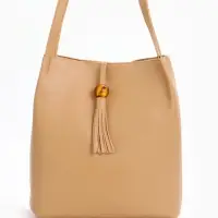 Сумка - мешок женская на магните, 25&times;10&times;26 см, бежевая