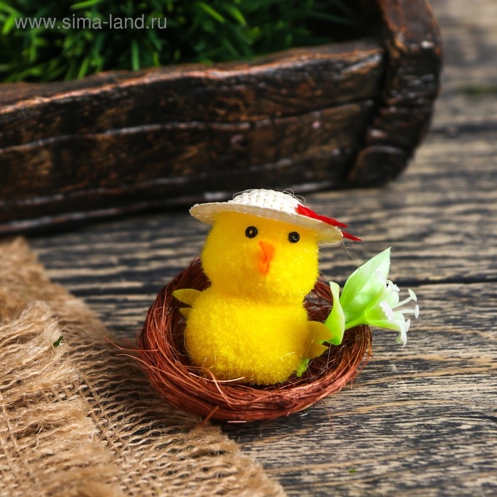Сувенир пасхальный Сувенир пасхальный "Цыпа в шляпке в гнезде с цветочками" набор 12 шт 5х5х5 см