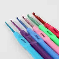 Набор крючков для вязания, с пластиковой ручкой, d=2.5-5 мм, 14 см, 6 шт., разноцветный