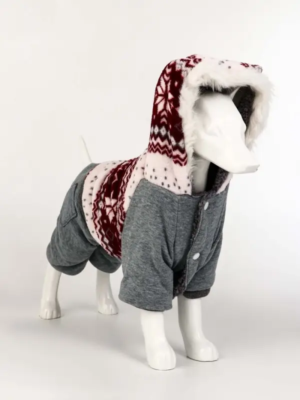 Комбинезон Комбинезон "Лапландия", с подкладом, размер L (ДС 35, ОГ 45, ОШ 35 см), серый/бордо