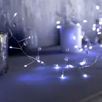 Гирлянда «Мишура» 2 м роса с насадками «Шарики», IP20, серебристая нить, 100 LED, батарейки ААх3 (нет в комплекте), свечение белое