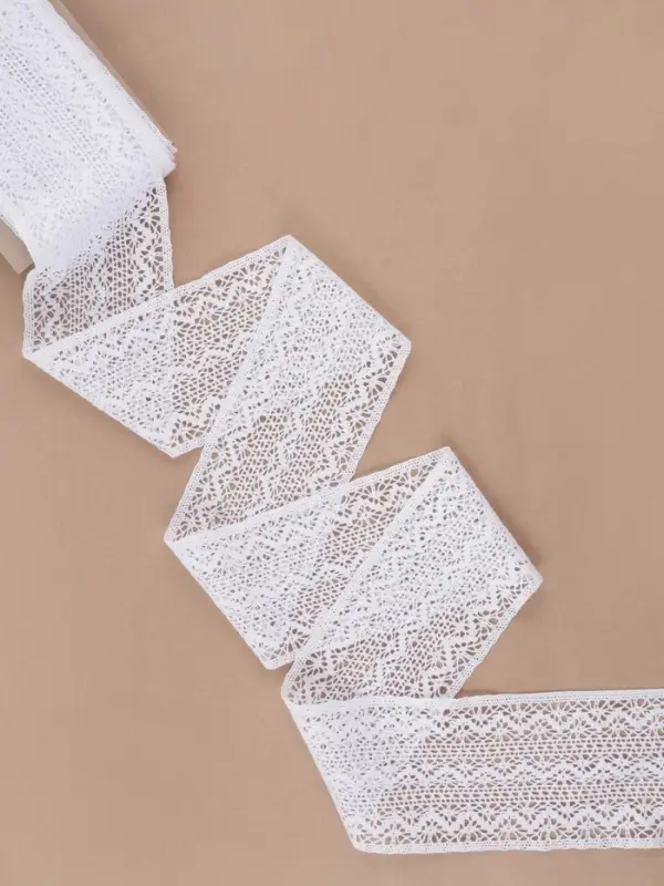 Кружево вязаное, 115 мм &times; 10 &plusmn; 1 м, цвет белый