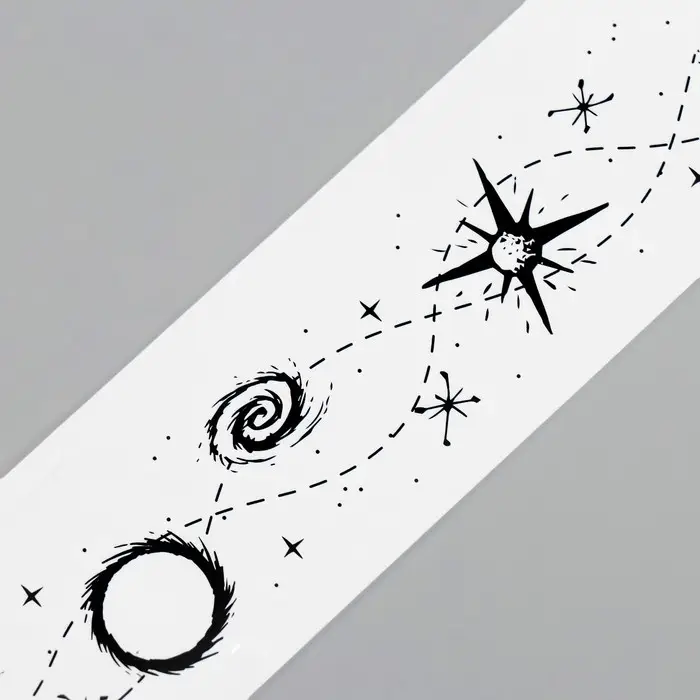 Переводная тату на тело чёрная «Браслет. Космос», 20×3 см Переводная тату на тело чёрная «Браслет. Космос», 20×3 см