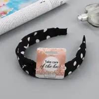 Ободок для волос QF &laquo;Кокетка&raquo;, 3 см, чёрный горох