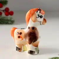 Сувенир Конь с гривой, 8х7,5 см, гжель, цвет